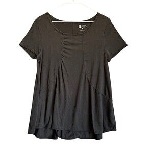 Bzees Shirt Womens Size Medium Black Flowy Short Sleeve Top Soft Athleisure